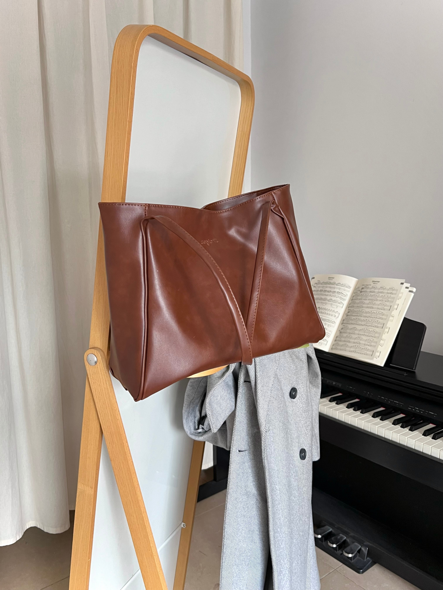 MEGAN Taba Suni Deri Shopper Çanta