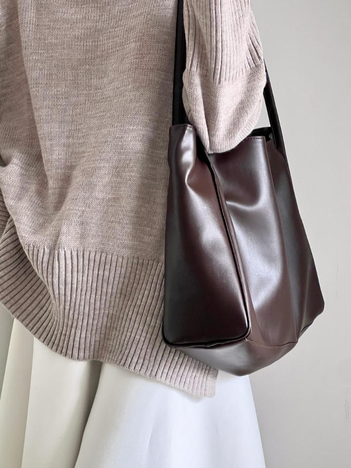 MEGAN Kahve Suni Deri Shopper Çanta