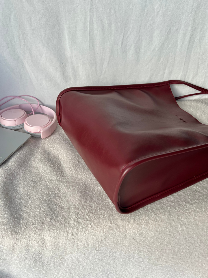 ELENORE Bordo Orta Boy Deri Tote Çanta