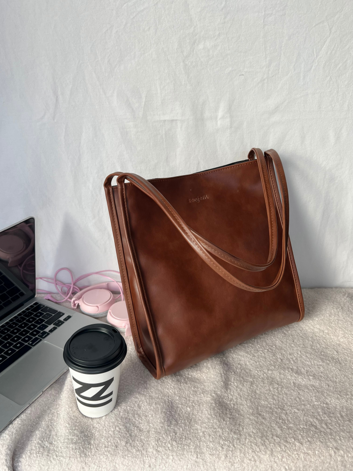 ELENORE Taba Orta Boy Deri Tote Çanta