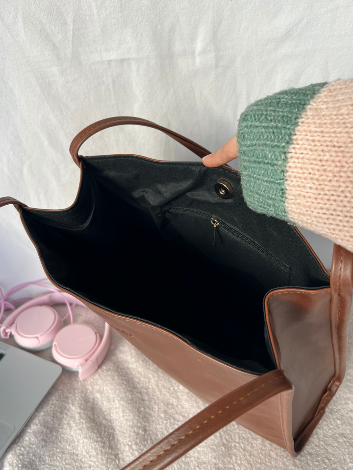 ELENORE Taba Orta Boy Deri Tote Çanta