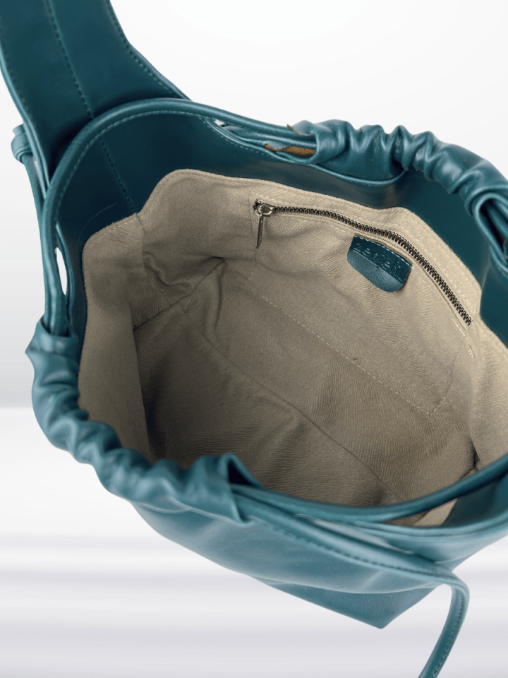 MUVA Büzgülü Omuz ve El Çantası Petrol Yeşili (Outlet)