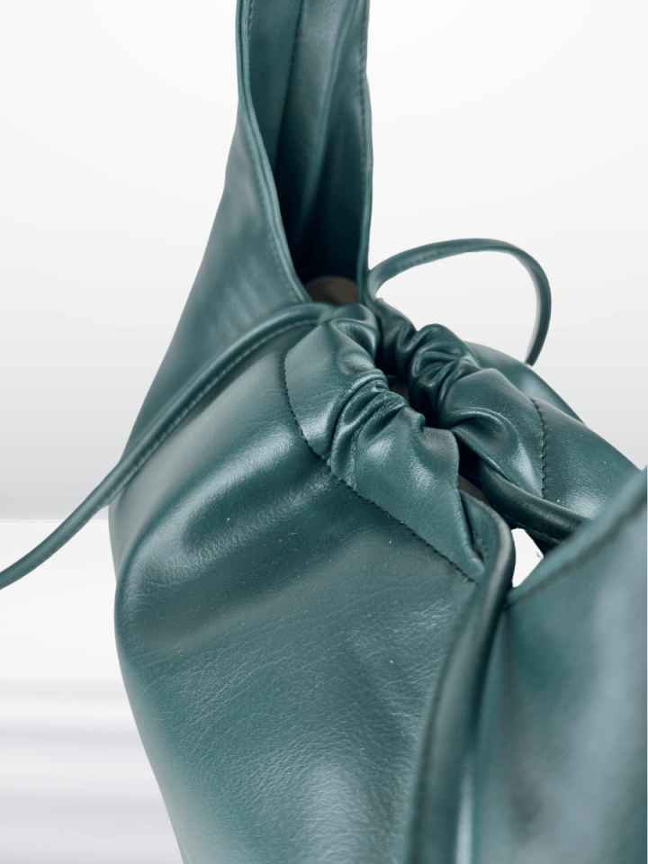 MUVA Büzgülü Omuz ve El Çantası Petrol Yeşili (Outlet)