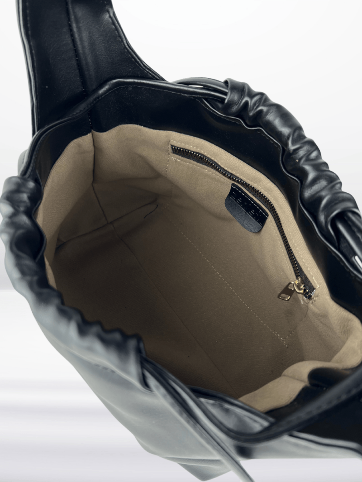 MUVA Büzgülü Omuz ve El Çantası Siyah (Outlet)