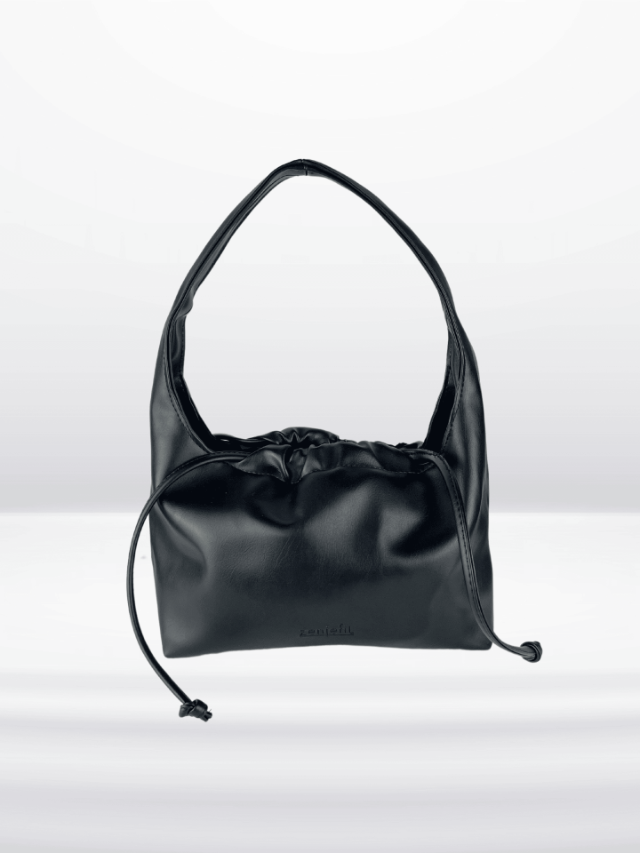 MUVA Büzgülü Omuz ve El Çantası Siyah (Outlet)