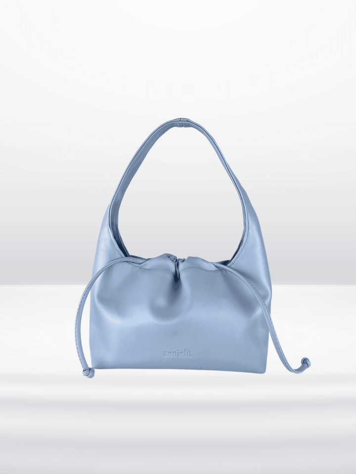 MUVA Büzgülü Omuz ve El Çantası Mavi (Outlet)