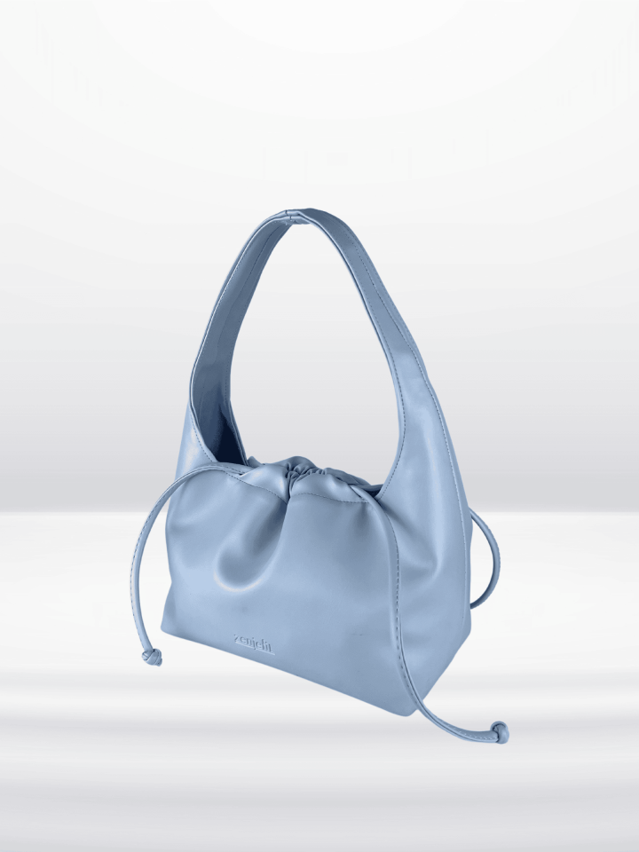 MUVA Büzgülü Omuz ve El Çantası Mavi (Outlet)