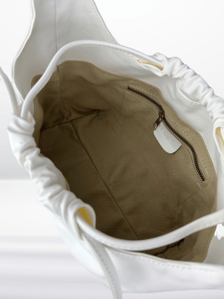 MUVA Büzgülü Omuz ve El Çantası Beyaz (Outlet)