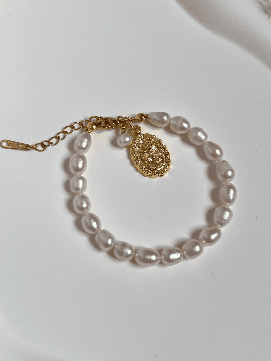 Golden Rose Gerçek İnci Bileklik