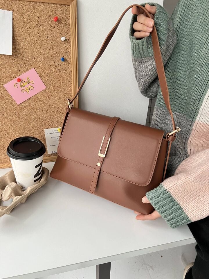 Senna Taba Kemer Detaylı Kapaklı El ve Omuz Çantası