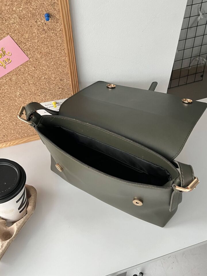 Senna Haki Kemer Detaylı Kapaklı El ve Omuz Çantası