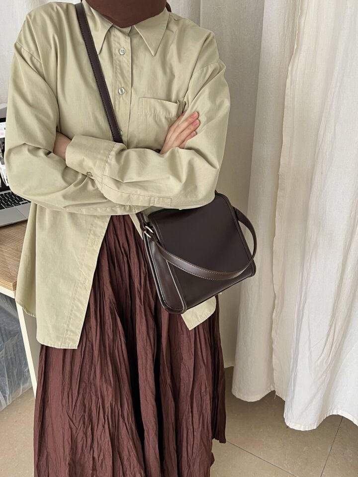 KATE Kahve İki Askılı Kilit Detaylı Kadın Çanta