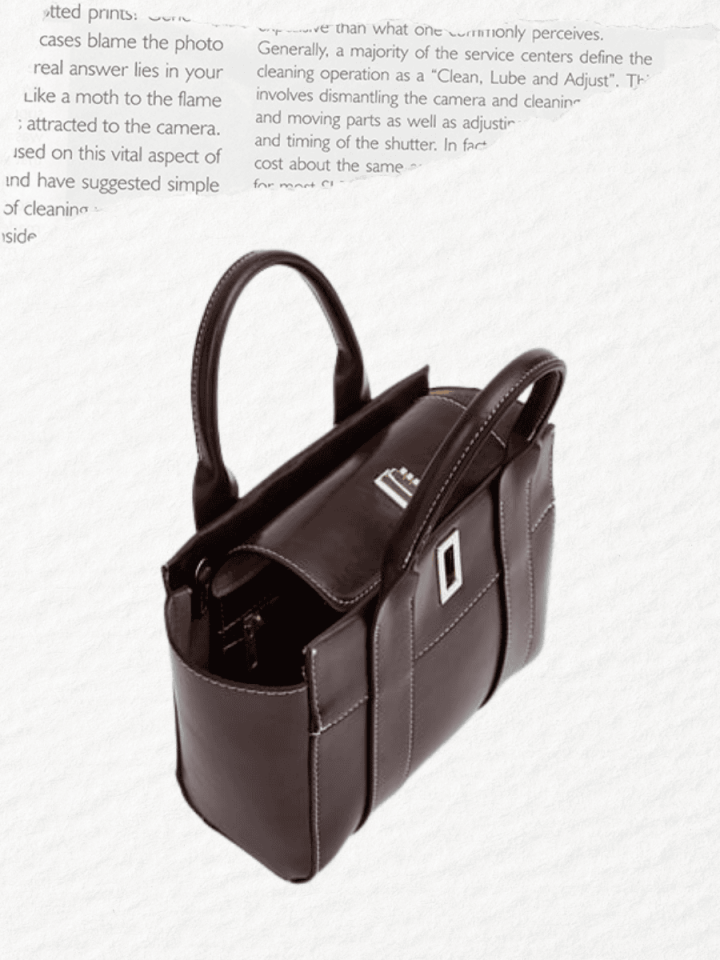 April Kahve Dikiş Detaylı Kilitli El ve Çapraz Çanta