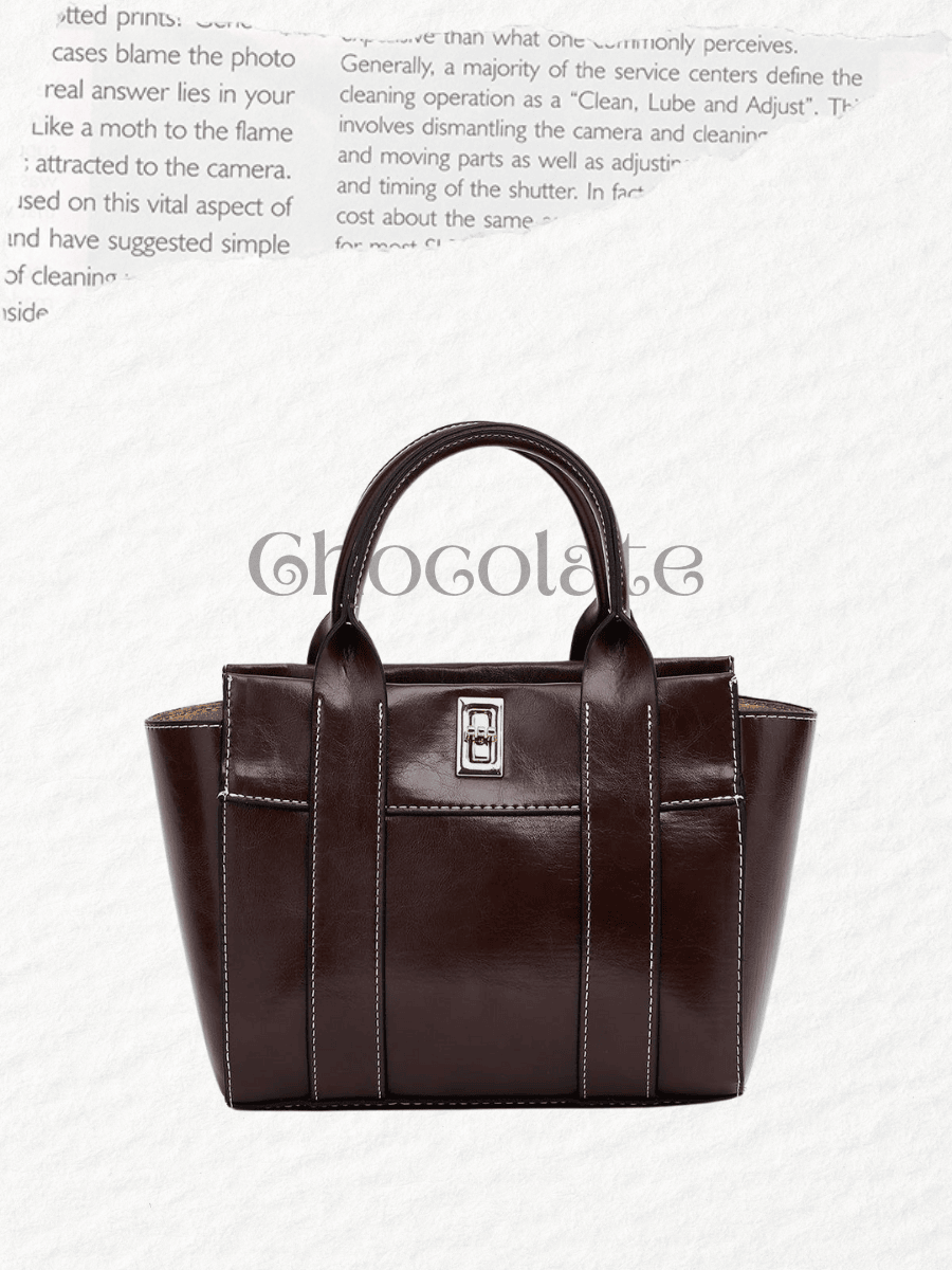 April Kahve Dikiş Detaylı Kilitli El ve Çapraz Çanta