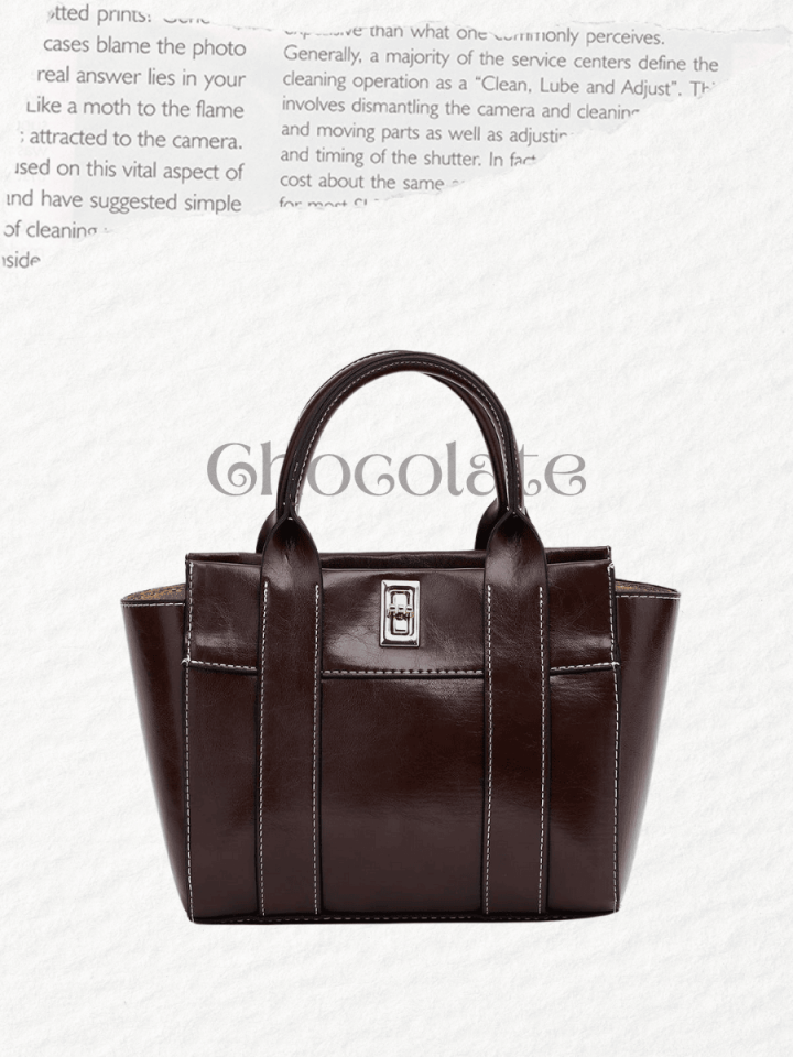 April Kahve Dikiş Detaylı Kilitli El ve Çapraz Çanta