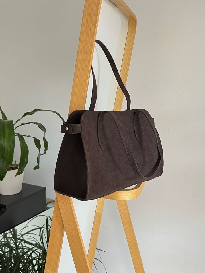 Clara Süet Kahve Yavrulu Geniş Kol Çantası